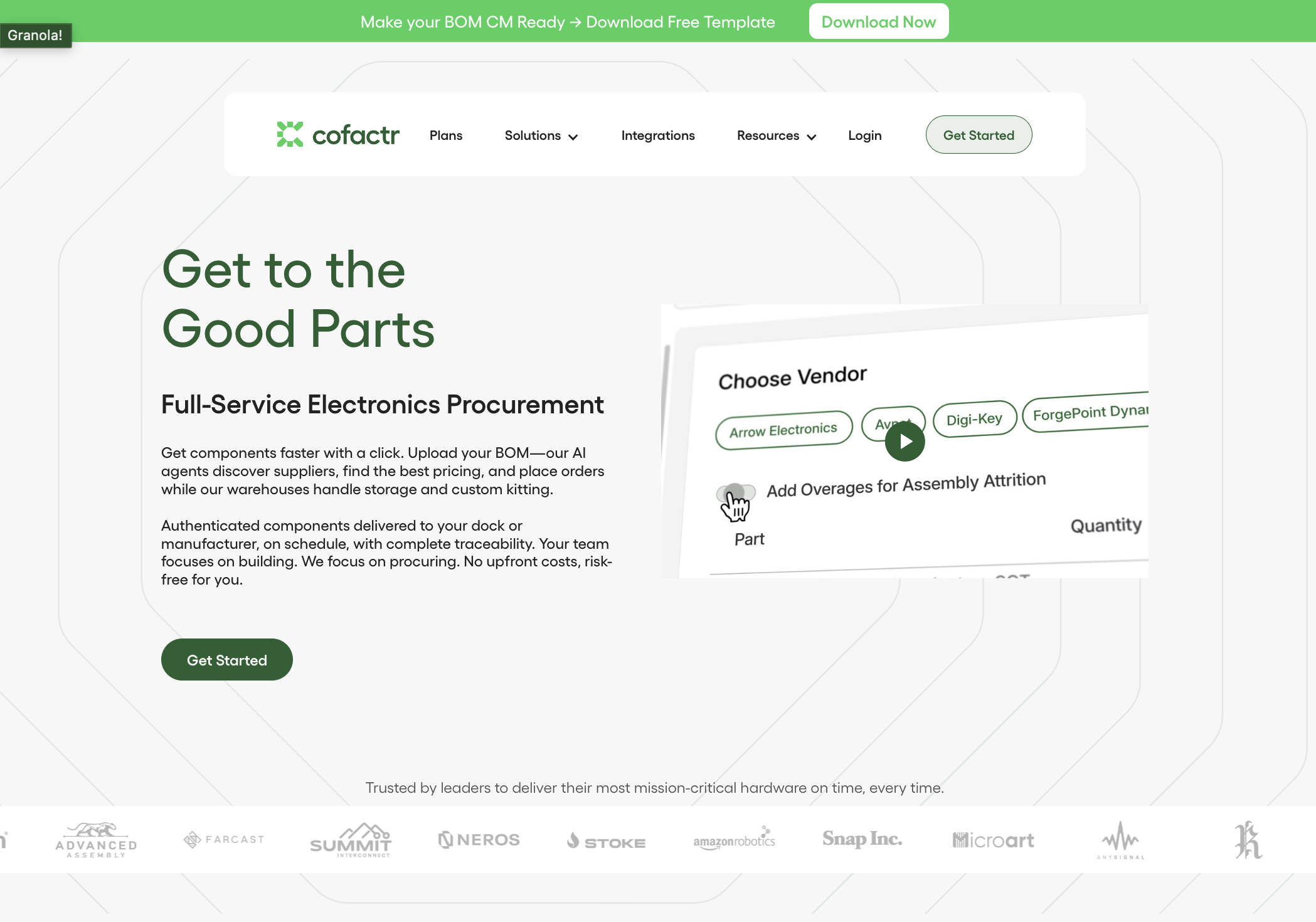 Cofactr platform interface