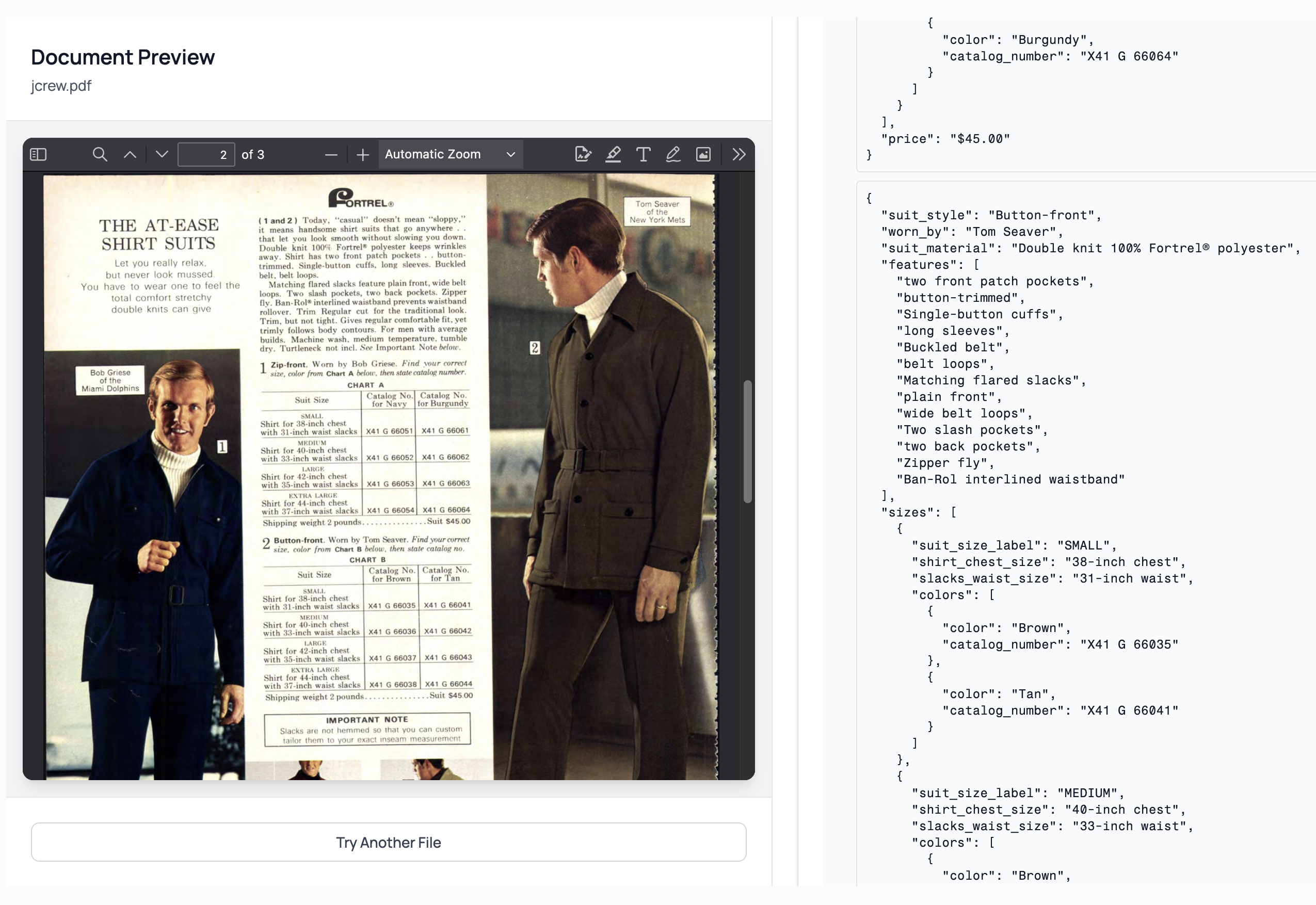 Catalog extraction example
